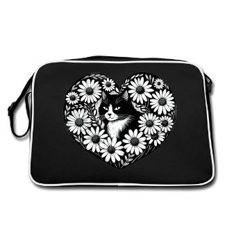 Tuxedo Cat Daisy - Retro Bag - black/white - Back