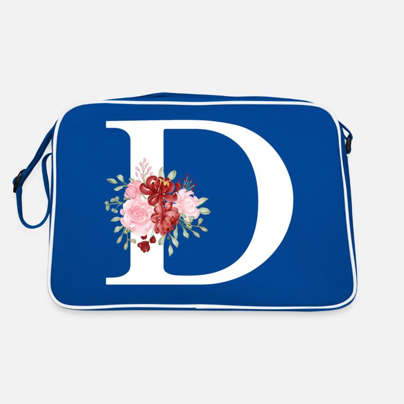 Roter Blumenbuchstabe D Retro Tasche