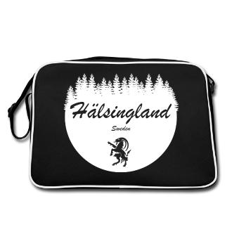 Hälsingland Schweden Aufkleber Urlaub Bock - Retro Tasche - Schwarz/Weiß - Hinten