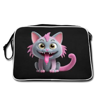 Chat monstre effrayant et mignon - Sac Retro - noir/blanc - Dos