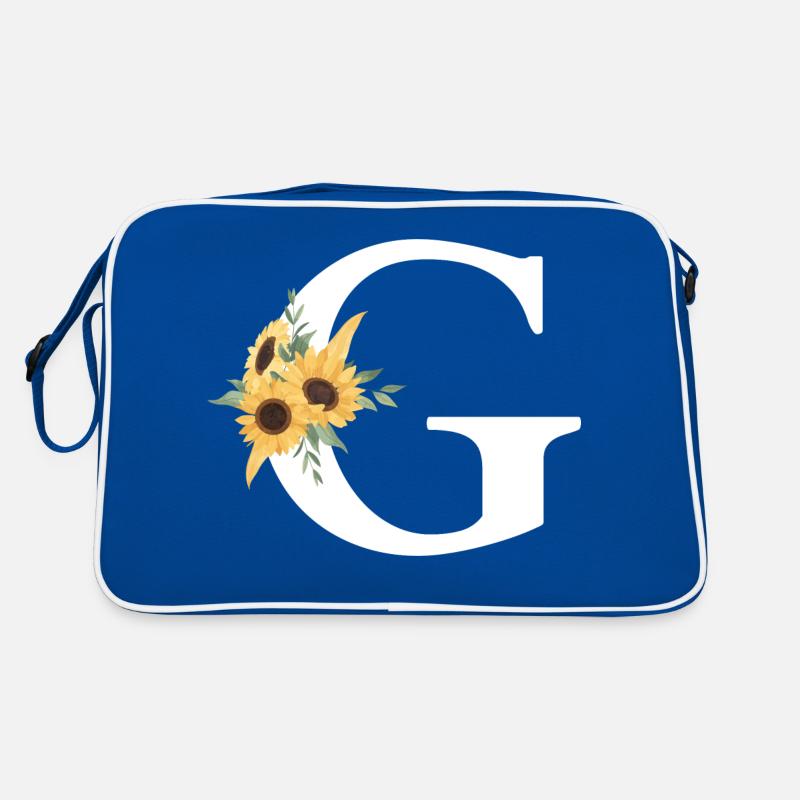 Buchstabe g Blumen-Sonnenblume Retro Tasche