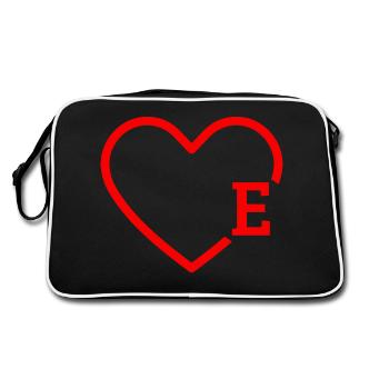 letter e red heart - Retro Bag - black/white - Back