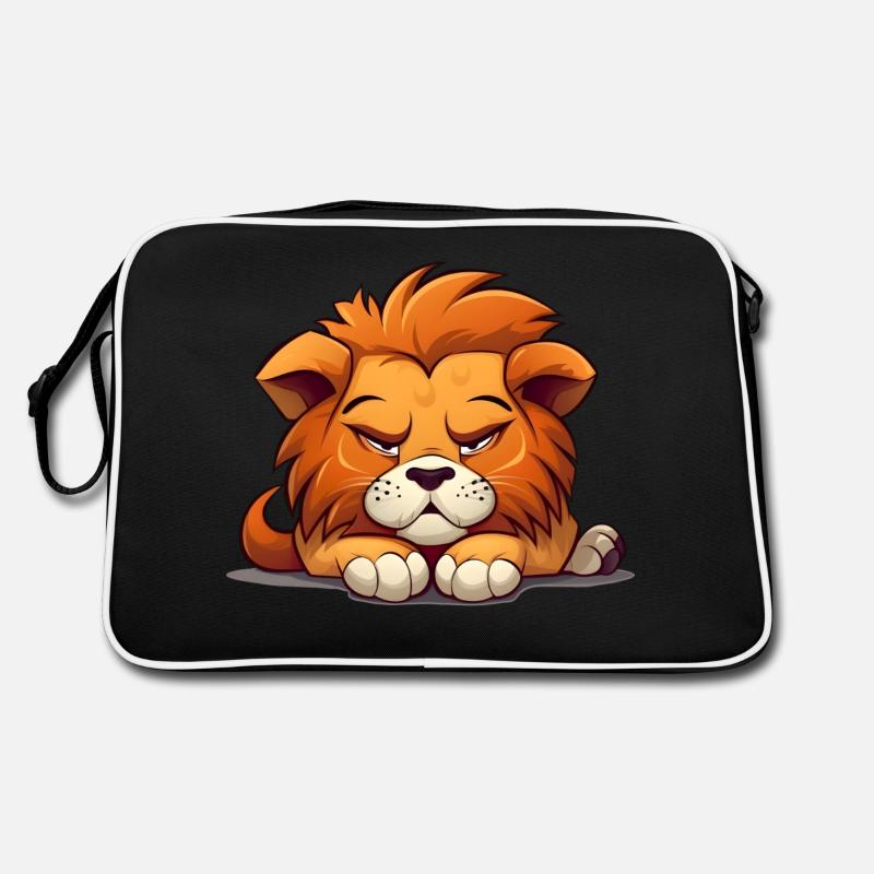Grumpy Lion - Sprich mich nicht an - Retro Tasche - Schwarz/Weiß