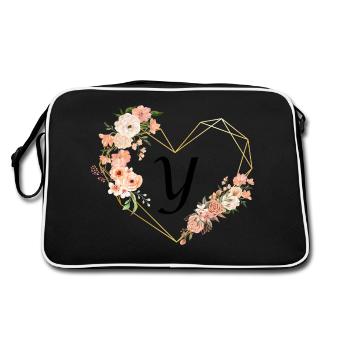 Lettre y cœur doré floral - Sac Retro - noir/blanc - Dos
