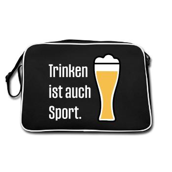 Drinking is also sports, celebrations, parties, beer, wheat - Retro Bag - black/white - Back