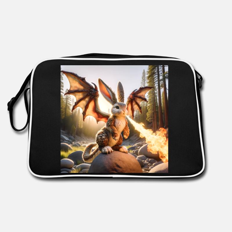 Feuerspeiender Hase Drache #12 Retro Tasche