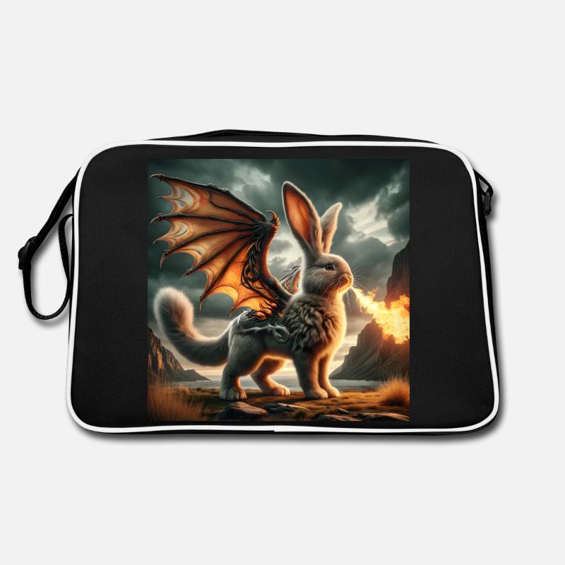 Dragon Lapin Cracheur de Feu #03 - Sac Retro - noir/blanc