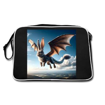 Fliegender Hase Drache #01 - Retro Tasche - Schwarz/Weiß - Hinten