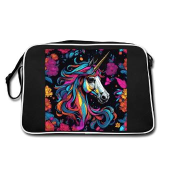 Fantasy Einhorn Pop Art - Retro Tasche - Schwarz/Weiß - Hinten