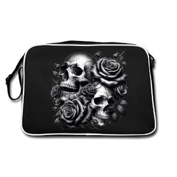 Crânes et roses - Sac Retro - noir/blanc - Dos