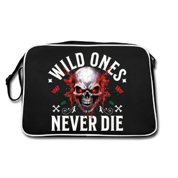 Crâne Crâne Squelette Moto Biker Gang - Sac Retro - noir/blanc - Dos