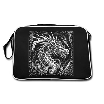 Dragon chinois sur Tribal païen - Sac Retro - noir/blanc - Dos