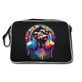 Cosmic Camels - Techno Mirage - Retro Tasche - Schwarz/Weiß - Hinten