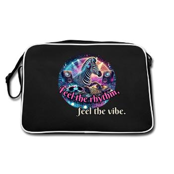 Feel the rhythm - Zebra at the DJ booth - Retro Bag - black/white - Back