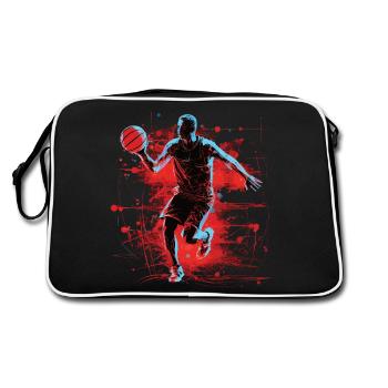 Rouge intense dans le design du basket-ball - Sac Retro - noir/blanc - Dos