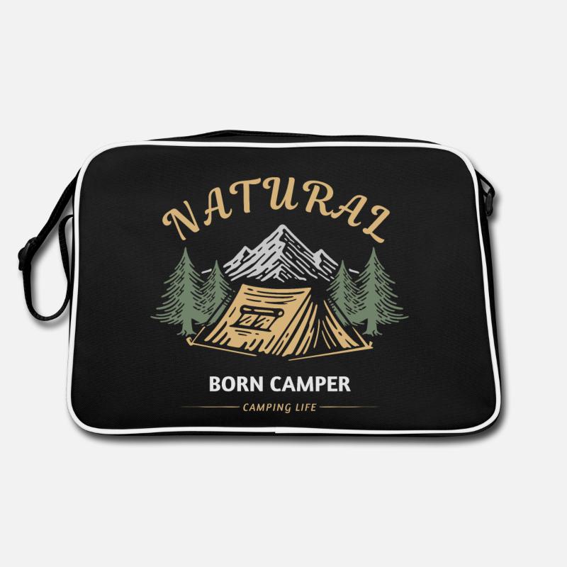 Campeur né Vie de camping - Sac Retro - noir/blanc