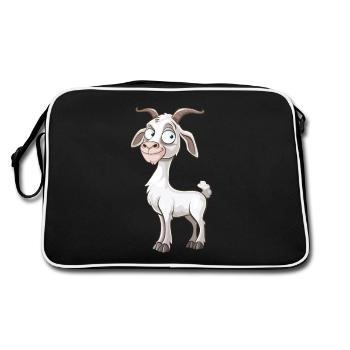 Funny white goat with a mischievous smile - Retro Bag - black/white - Back