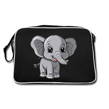 Look mignon de bébé éléphant gris - Sac Retro - noir/blanc - Dos