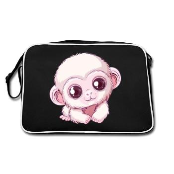 Cute Pink Baby Monkey Look - Retro Bag - black/white - Back