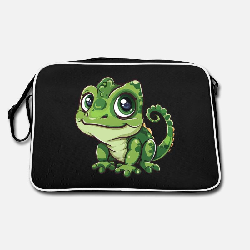 Mignon ami caméléon aux yeux verts Sac Retro