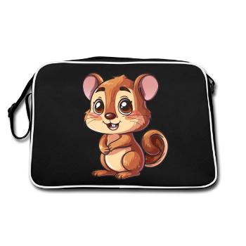 Niedlicher Cartoon Chipmunk Für Kinder - Retro Tasche - Schwarz/Weiß - Hinten