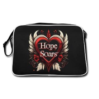 Hope Soars in a Heart with Wings - Retro Bag - black/white - Back