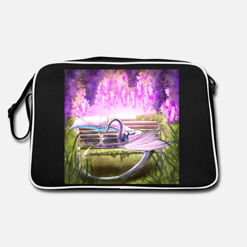 Zauberhafte Begegnung im Blütengarten - Retro Tasche - Schwarz/Weiß