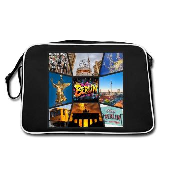 Berlin Skyline City Germany Collage Graffiti - Retro Bag - black/white - Back