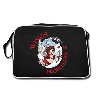 Wings vs Propellers, Cupidon vs Drone, Valentine’s - Retro Bag - black/white - Back