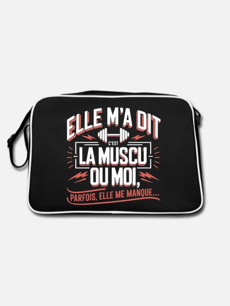Bodybuilding oder ich - Retro Tasche - Schwarz/Weiß