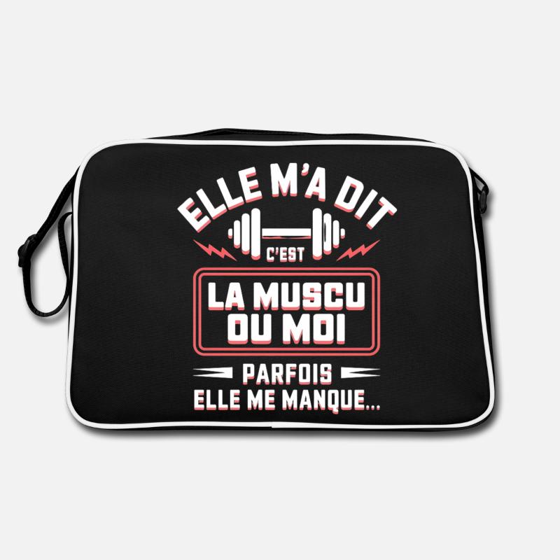 Elle m'a dit c'est la musculation ou moi - Sac Retro - noir/blanc