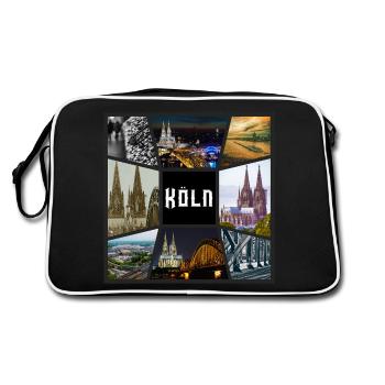 Cologne Skyline City Germany Collage Graffiti - Retro Bag - black/white - Back