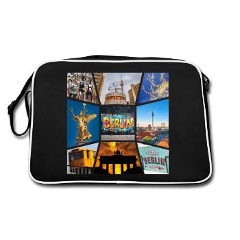 Berlin Skyline City Germany Collage Graffiti - Retro Bag - black/white - Back