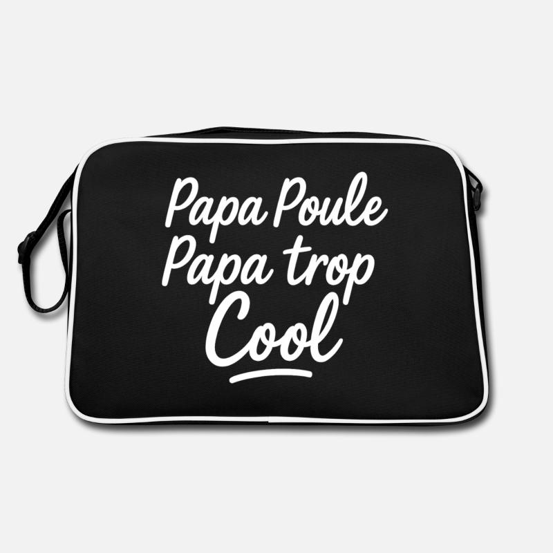 Papa Henne Papa zu cool - Retro Tasche - Schwarz/Weiß