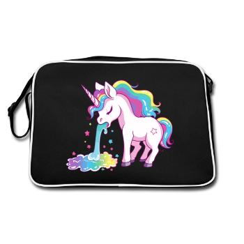 Licorne Vomir Arc-en-ciel Coloré Coloré Drôle - Sac Retro - noir/blanc - Dos