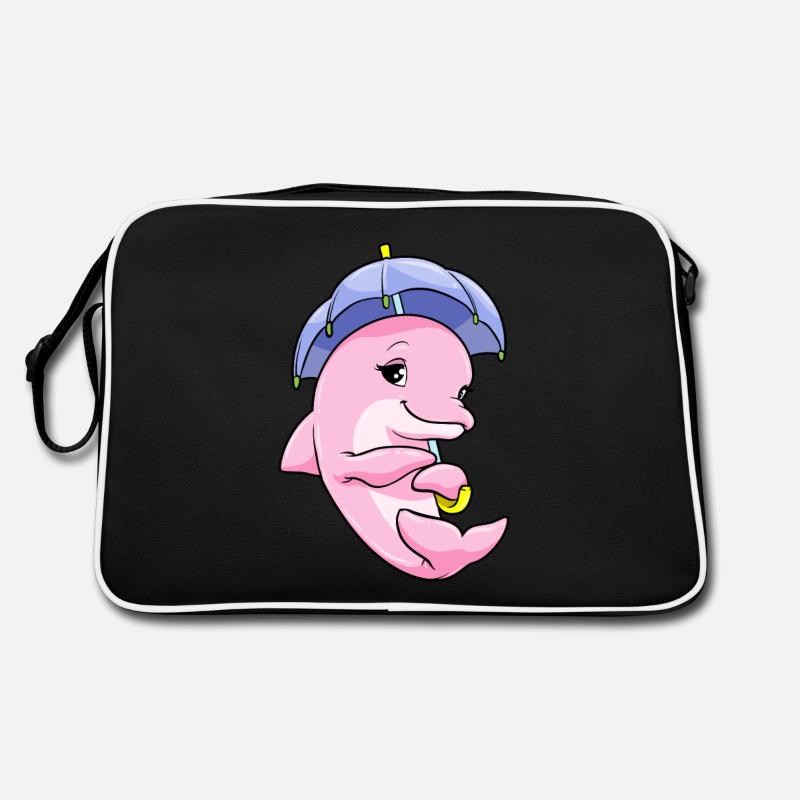 Dolphin with an umbrella Retro Bag