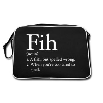 Funny Fih Fish Meme Fish Fih Funny Misspelled Fish - Sac Retro - noir/blanc - Dos