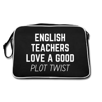English Teachers Love A Good Plot Twist | English - Retro Bag - black/white - Back