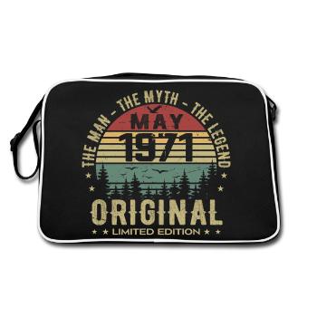 May 1971 54th Anniversary Gift May 1971 May 1971 - Retro Bag - black/white - Back