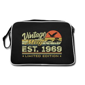 Geburtstag Mai 1969, geboren im Mai 1969 - Mai 1969 - Retro Tasche - Schwarz/Weiß - Hinten
