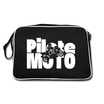 Motorradfahrer - Retro Tasche - Schwarz/Weiß - Hinten