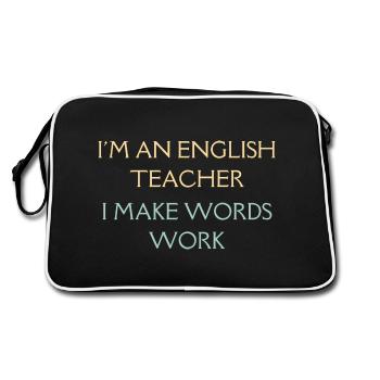 I Am An English Teacher | English Teacher Gift - Retro Bag - black/white - Back