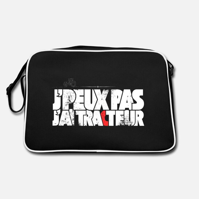 J'Peux Pas J'Ai Tracteur - Sac Retro - noir/blanc
