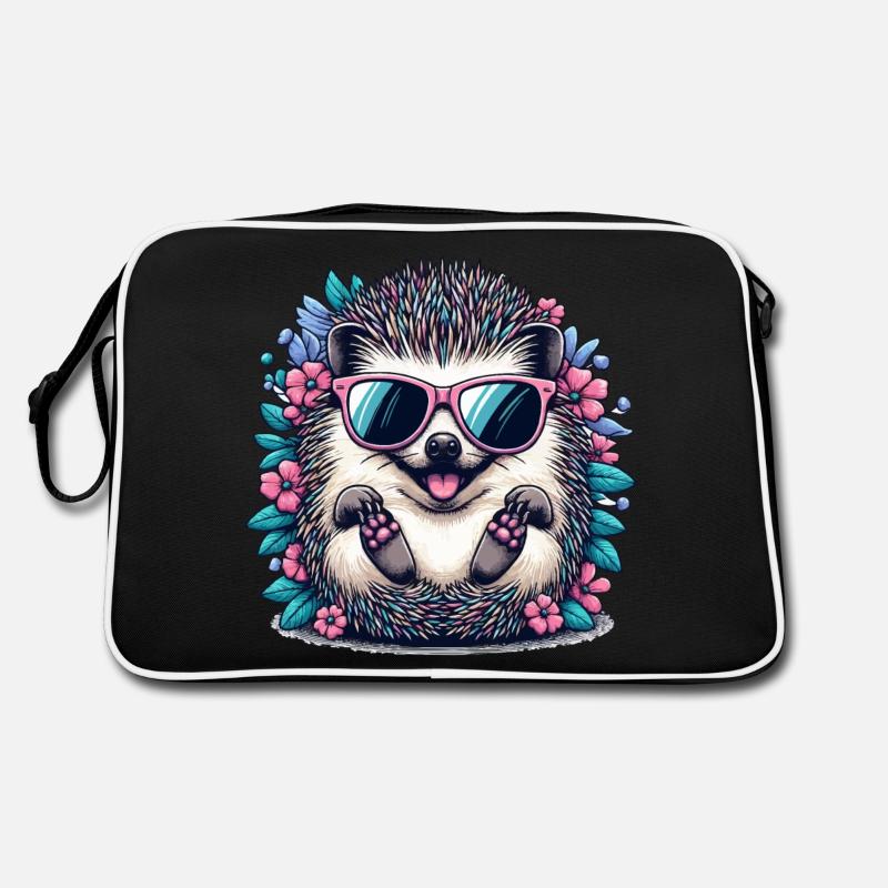 Buntes Igelchen - Retro Tasche - Schwarz/Weiß