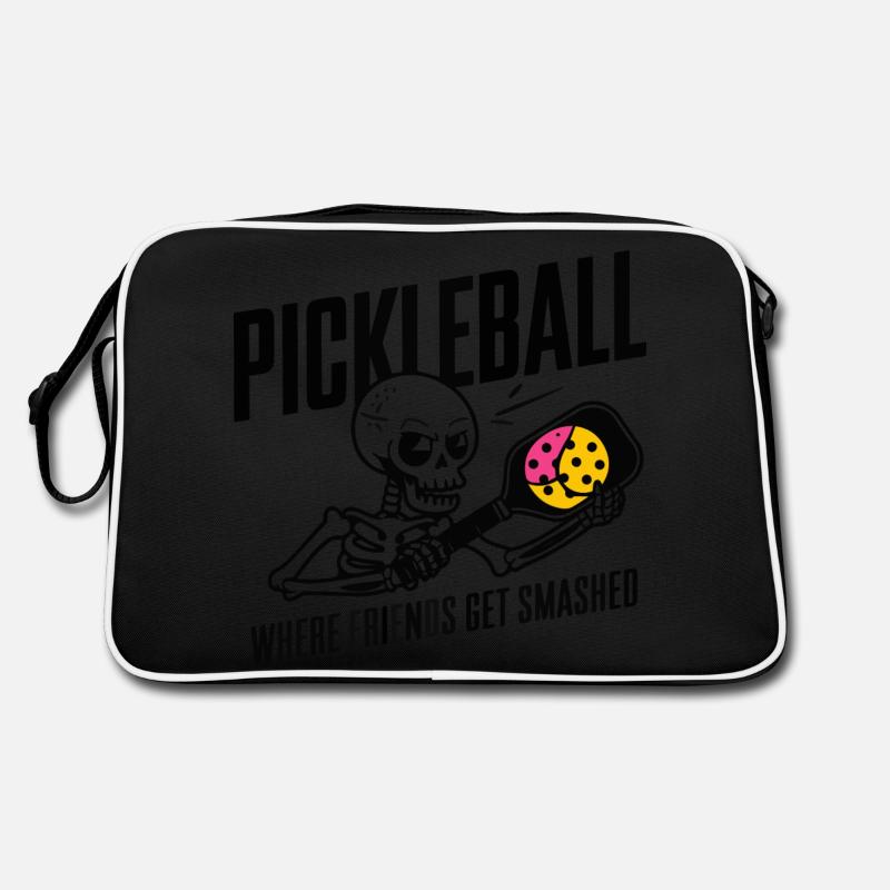 Pickleball Where Friends Get Smashed Cool Skeleton Retro Bag