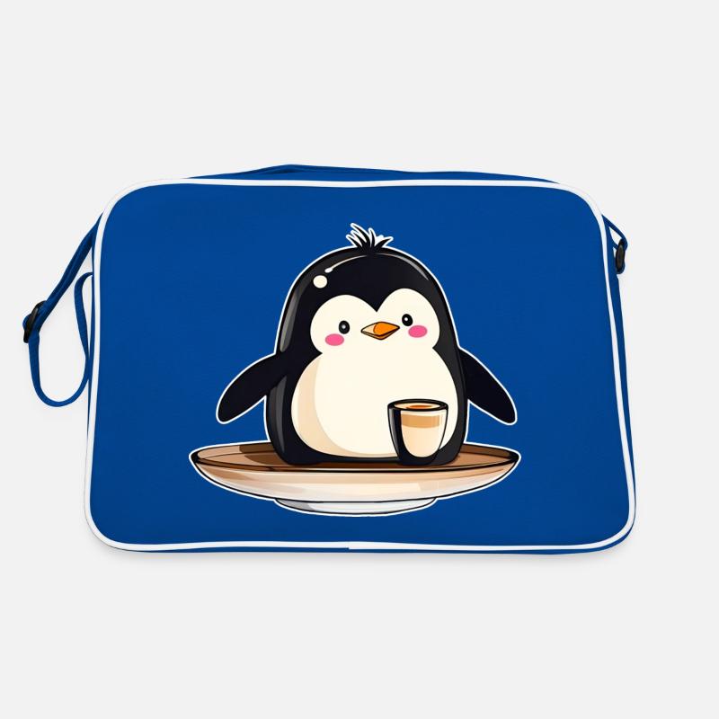 Niedlicher Pinguin mit Kaffee III Retro Tasche