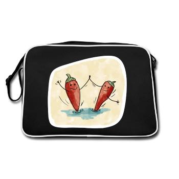 Chili Peppers Dancing Tango - Retro Bag - black/white - Back