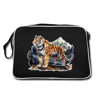 Striking Tiger Pose - Retro Bag - black/white - Back