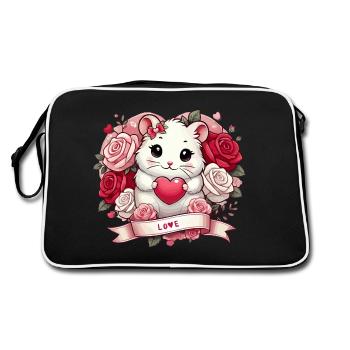 Hamster romantique avec des roses - Sac Retro - noir/blanc - Dos