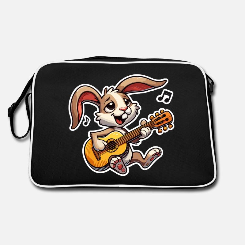Rabbit plays guitar - Retro Bag - black/white